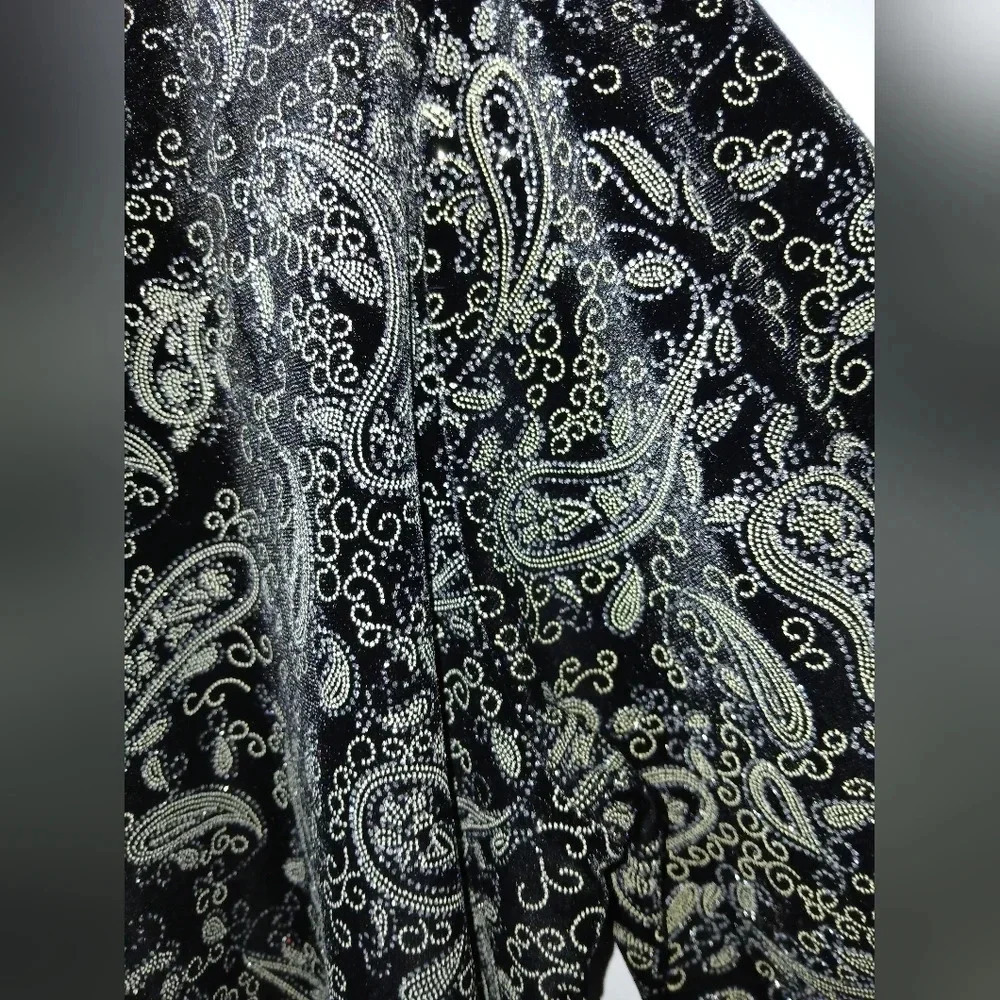 Notations womens Large black velvet layered black sparkly shirt party event - Picture 4 of 10